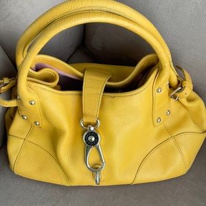 Dooney & Burke Yellow Florentine Leather Small Logo Lock satchel